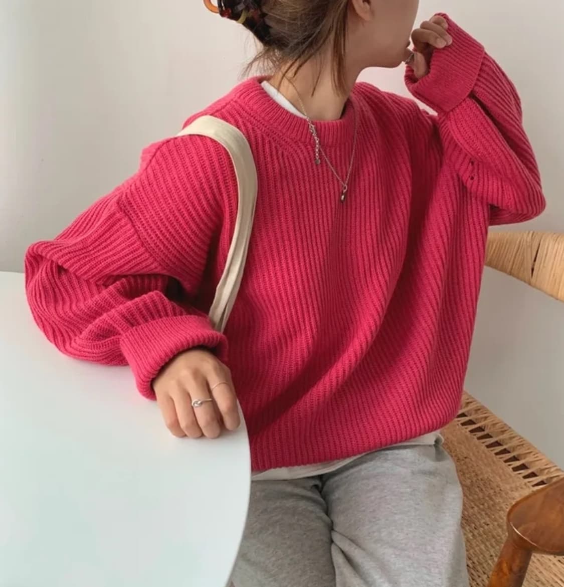 핫핑크 니트 상품이미지2