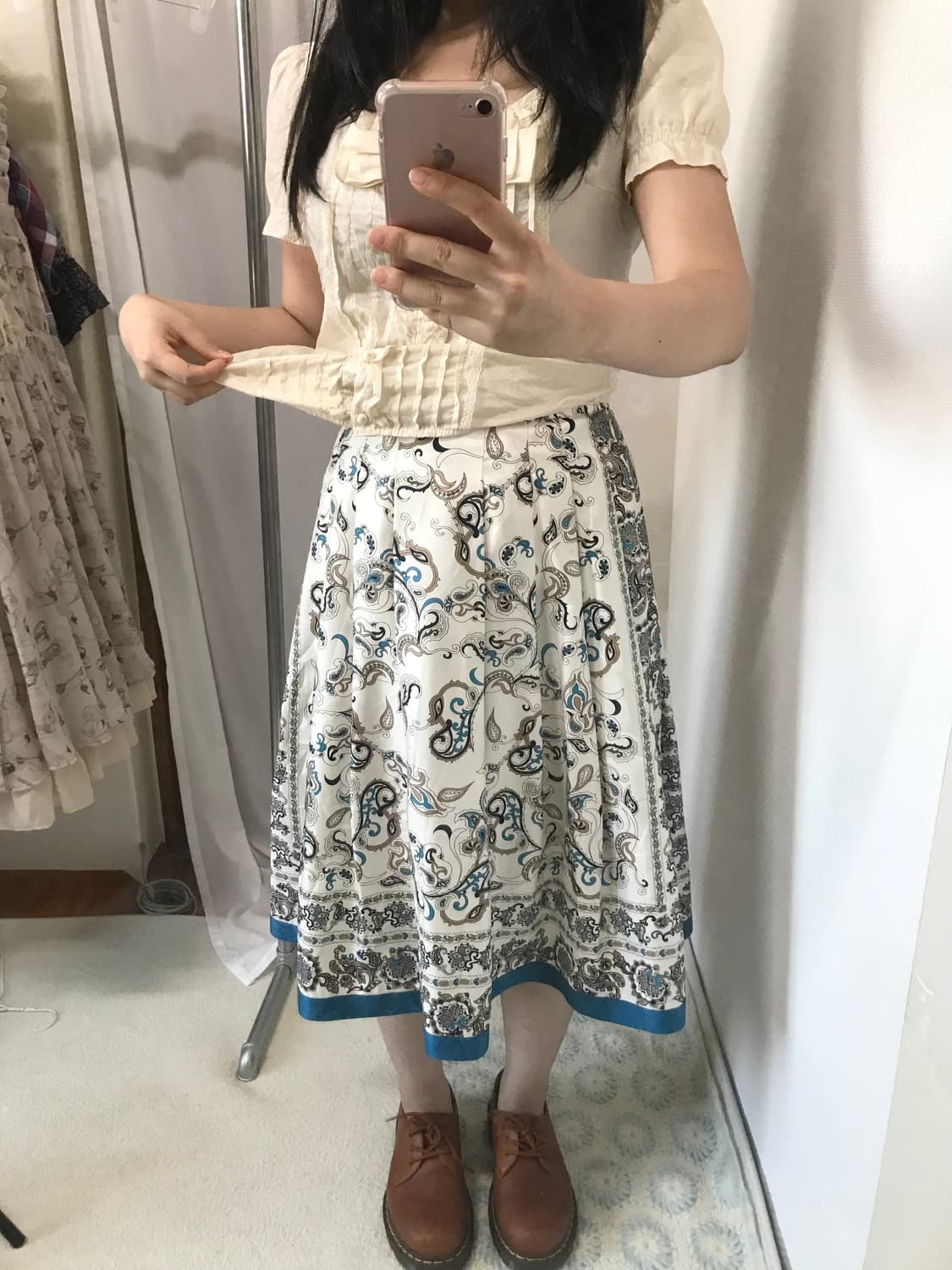 ethnic pintuck blue-green skirt 상품이미지2