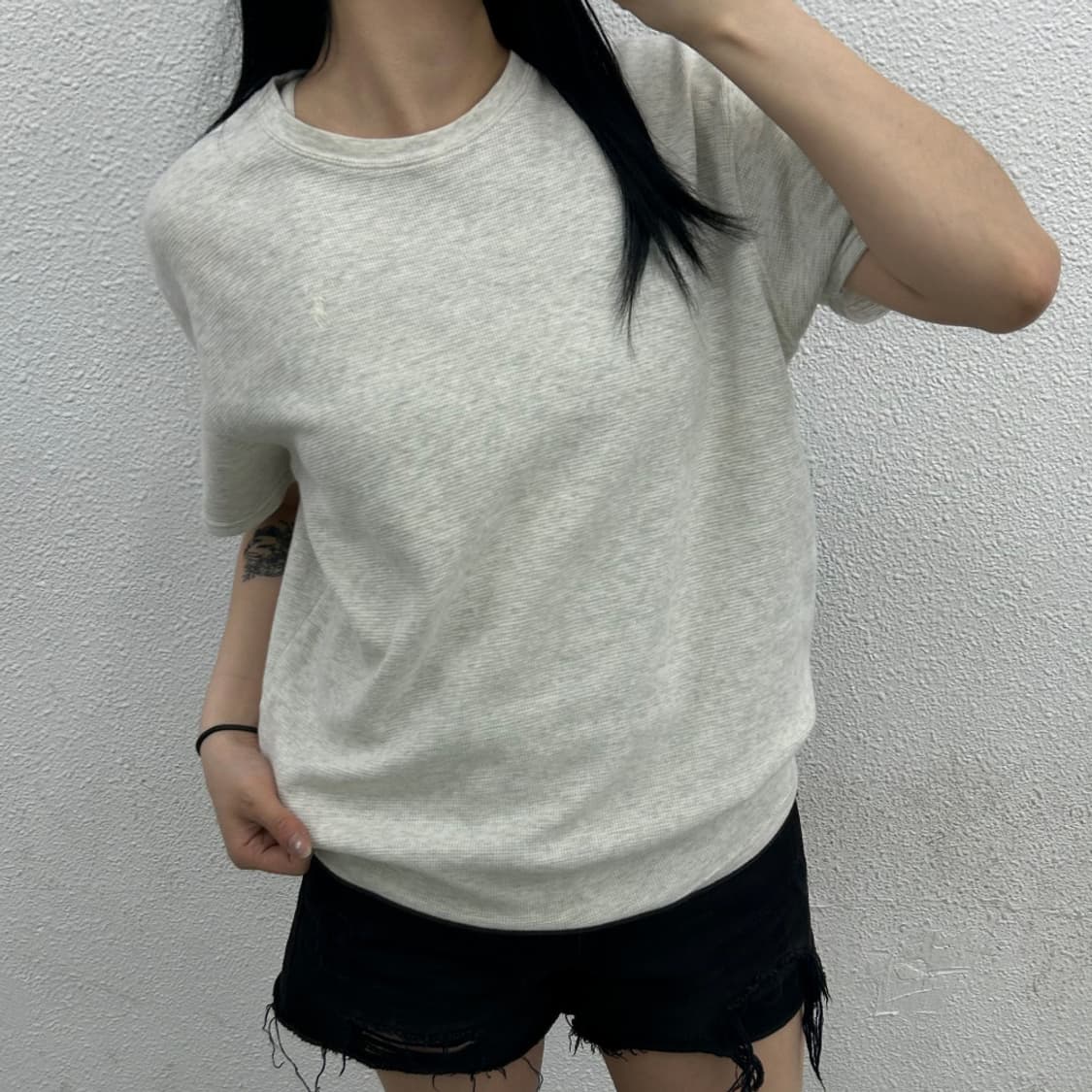 폴로 랄프로렌 화이트포니 백멜란지 와플 반팔 L 상품이미지1