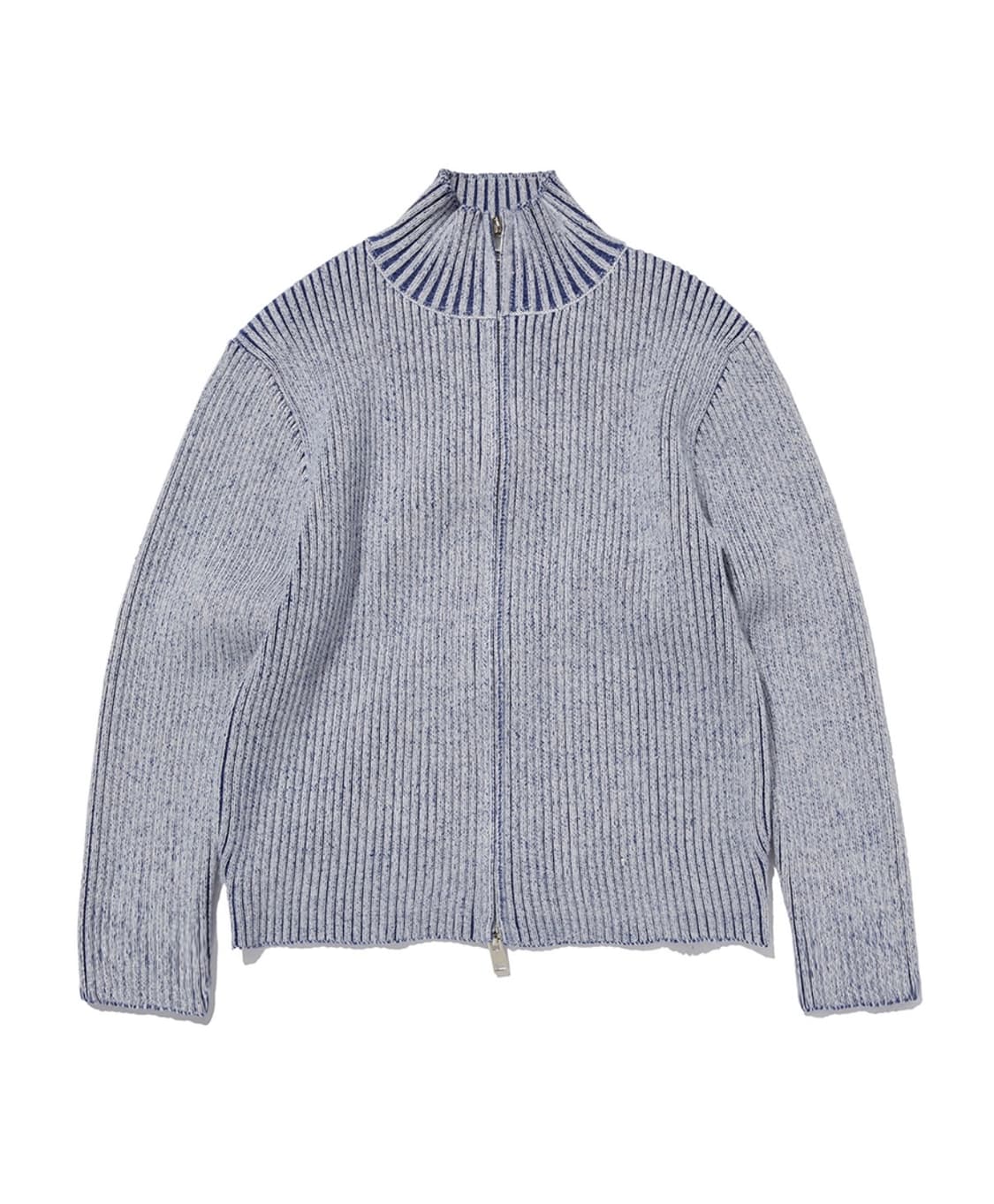 SUADE FANCY CROP KNIT ZIP UP, BLUE 상품이미지1