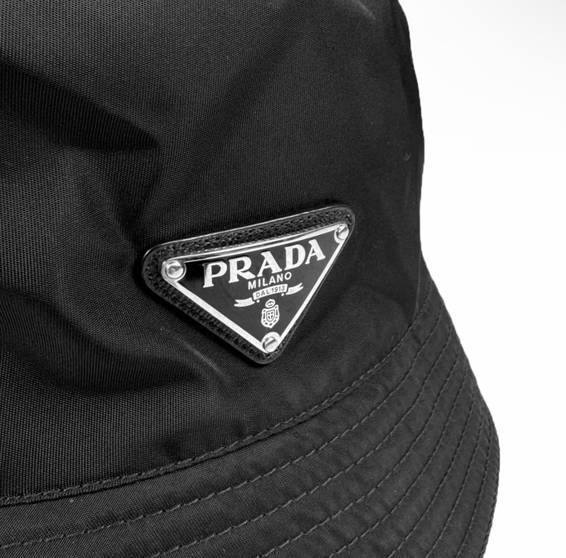 [XL] 프라다 남성 리나일론 삼각로고 버킷햇 벙거지 모자 블랙 상품이미지5