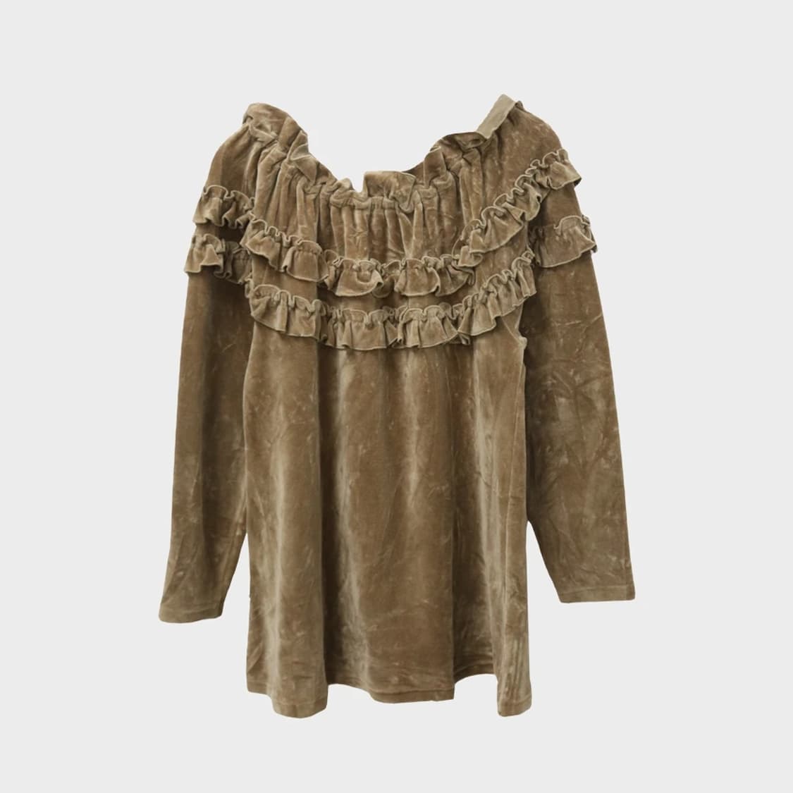 브라운 프릴 벨벳 블라우스 61415 상품이미지2