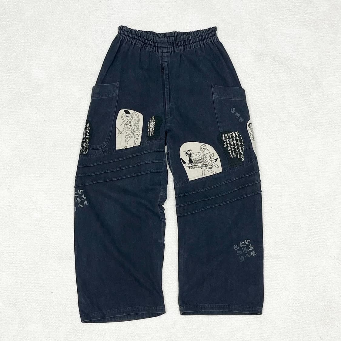 재팬 빈티지 우키요에 절개 밴딩 팬츠  상품이미지1