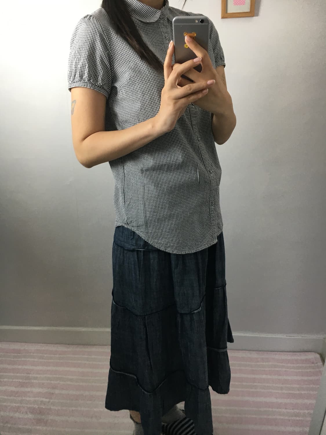 블랙 체크 둥근카라 셔츠 상품이미지4