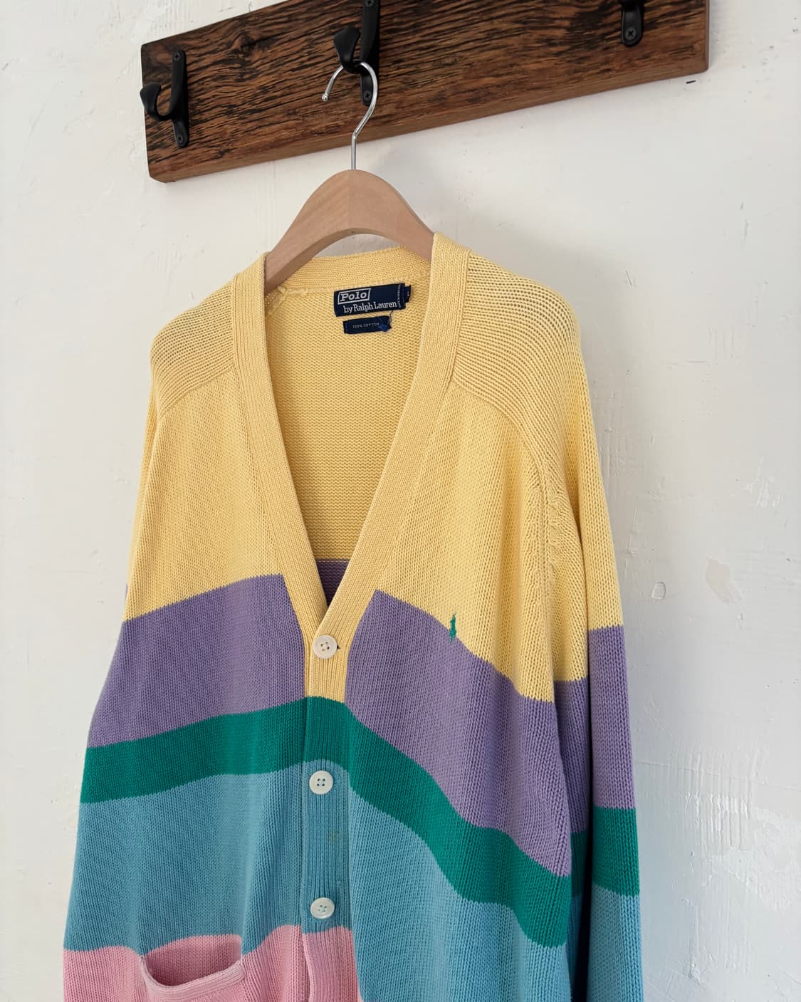 Polo 폴로 랄프로렌 00‘s 배색 단가라 코튼 브이넥 가디건 상품이미지2