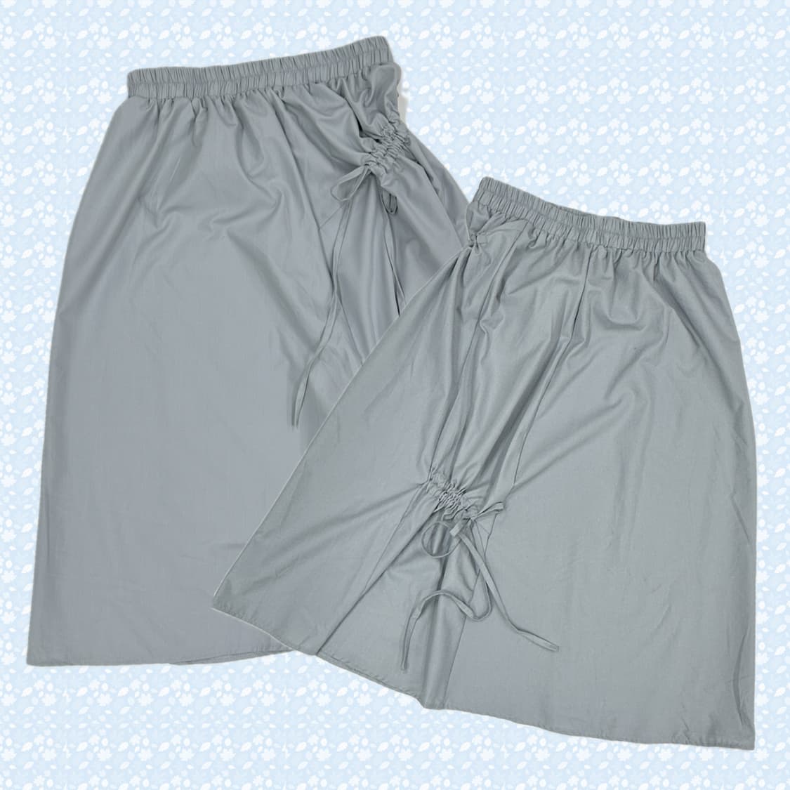 아이렛 셔링 포인트 롱 스커트 갸루 고프코어 스트릿 바람막이 스커트 상품이미지1