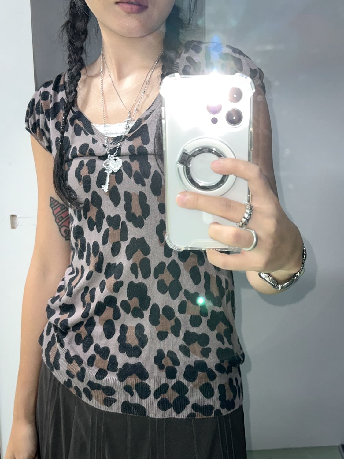brown leopard knit top 상품이미지1