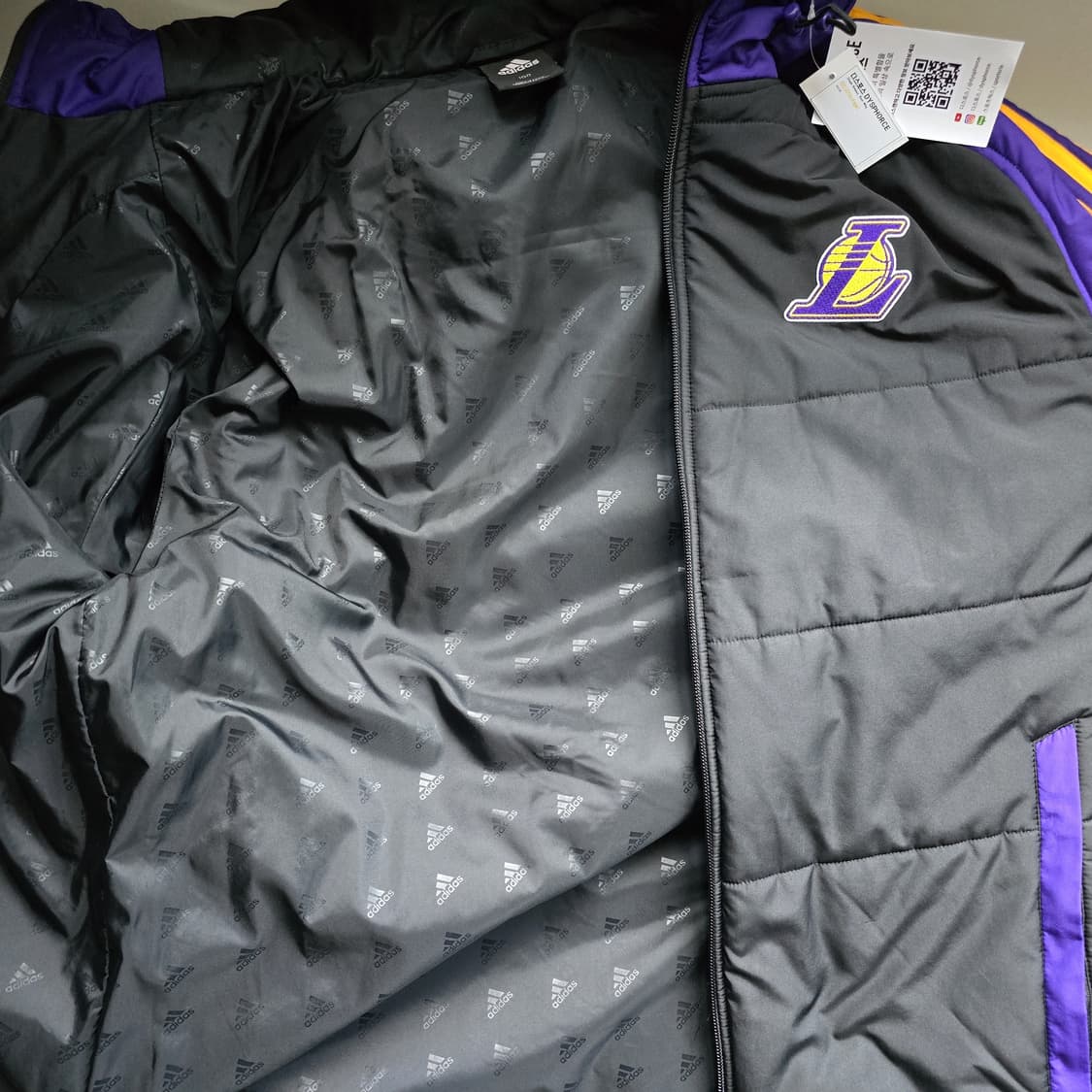 adidas NBA 패딩 LA 레이커스 후드 점퍼 푸퍼 자켓 블랙 100 상품이미지5