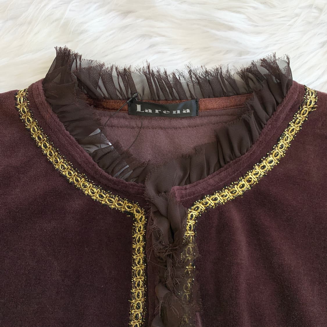 일본 빈티지 Larena 골드 테이핑 벨벳 가디건 1694 상품이미지4