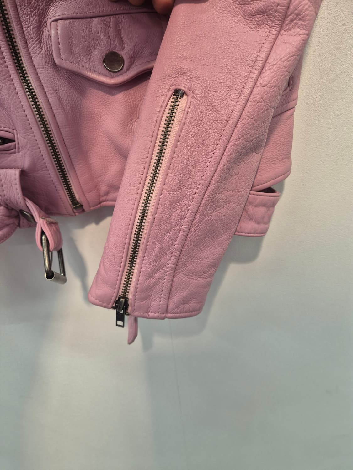 DRAWING  핑크색 양가죽 라이더 자켓 66
사이즈  상품이미지3