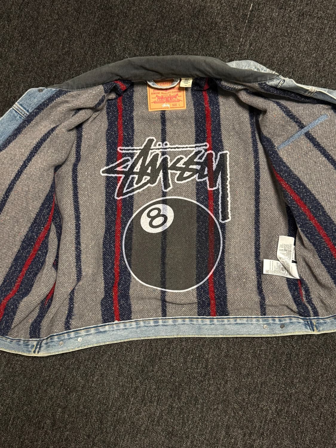 [L] 스투시 x 리바이스 엠보스드 트러커 자켓 인디고 상품이미지4