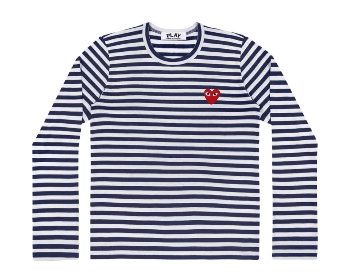 플레이 꼼데가르송 스트라이프 롱슬리브 티셔츠 네이비 화이트 상품이미지1