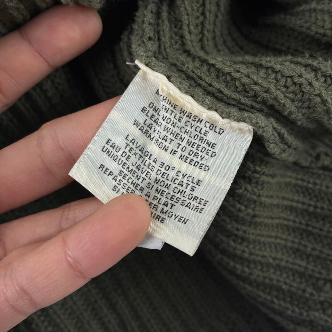 Polo  데님앤서플라이 카키 코튼 숄카라 니트 가디건  상품이미지6