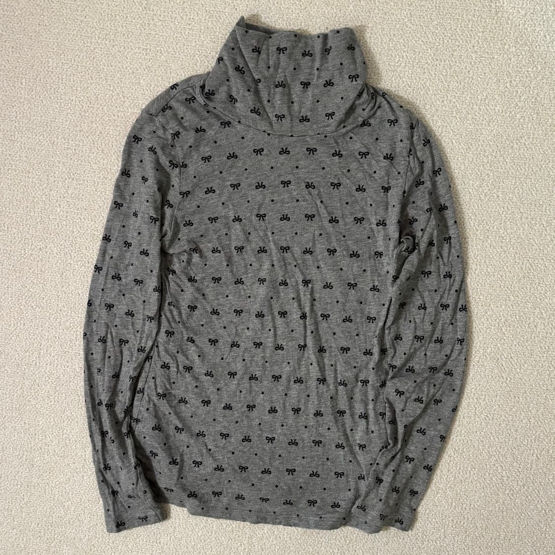 일본빈티지 유니클로 키즈 리본 그레이 딱붙 이너 탑 상품이미지1