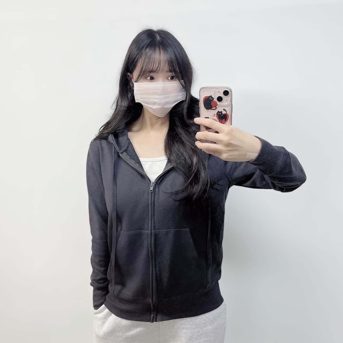 글래드뉴스 스컬 프린팅 후드집업 다크 그레이 상품이미지1