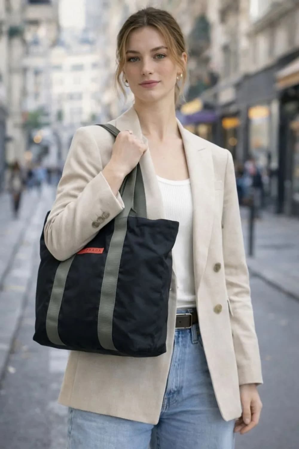 프라다 스포츠 레드러버 로고 나일론 토트백 상품이미지9