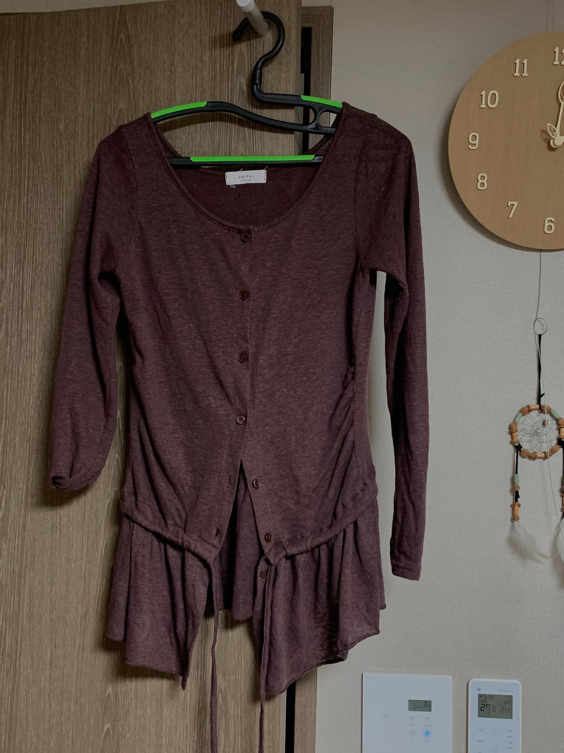 모래하우스 오픈 버튼 가디건 와인 상품이미지3