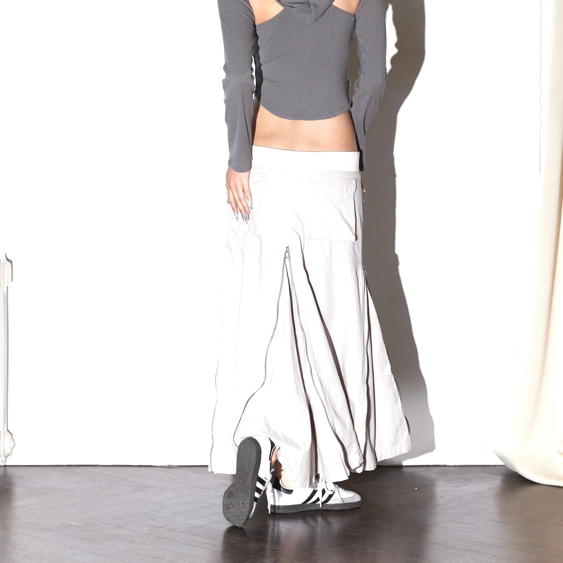 deepinblue 딥인블루 지퍼 워시드 스커트 아이보리 상품이미지3