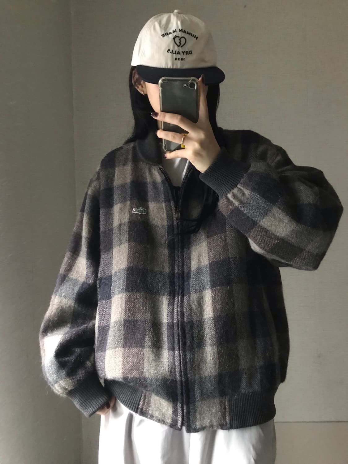 라코스테 브라운 체크 울 블루종 상품이미지5