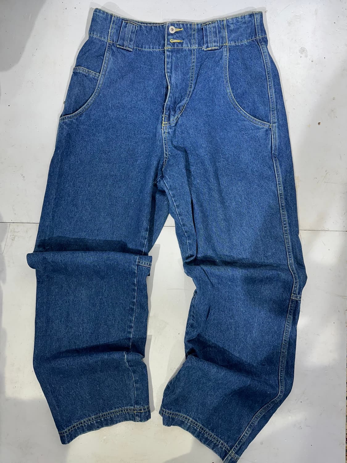 일본 빈티지 중청 쿠닌 와이드 데님 힙합 팬츠 청바지 L 상품이미지4