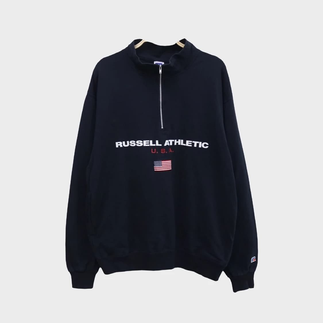 러셀(Russell Athletic) 반집업 맨투맨 네이비 상품이미지1