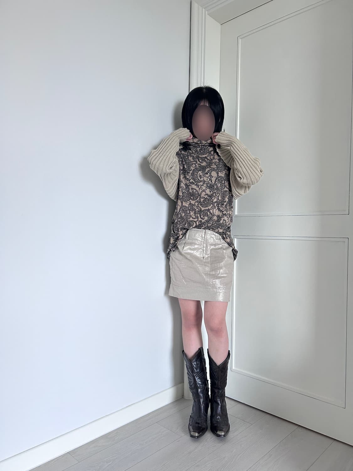 Sand Glossy Pocket Mini Skirt/빈티지 미니 스커트 상품이미지4