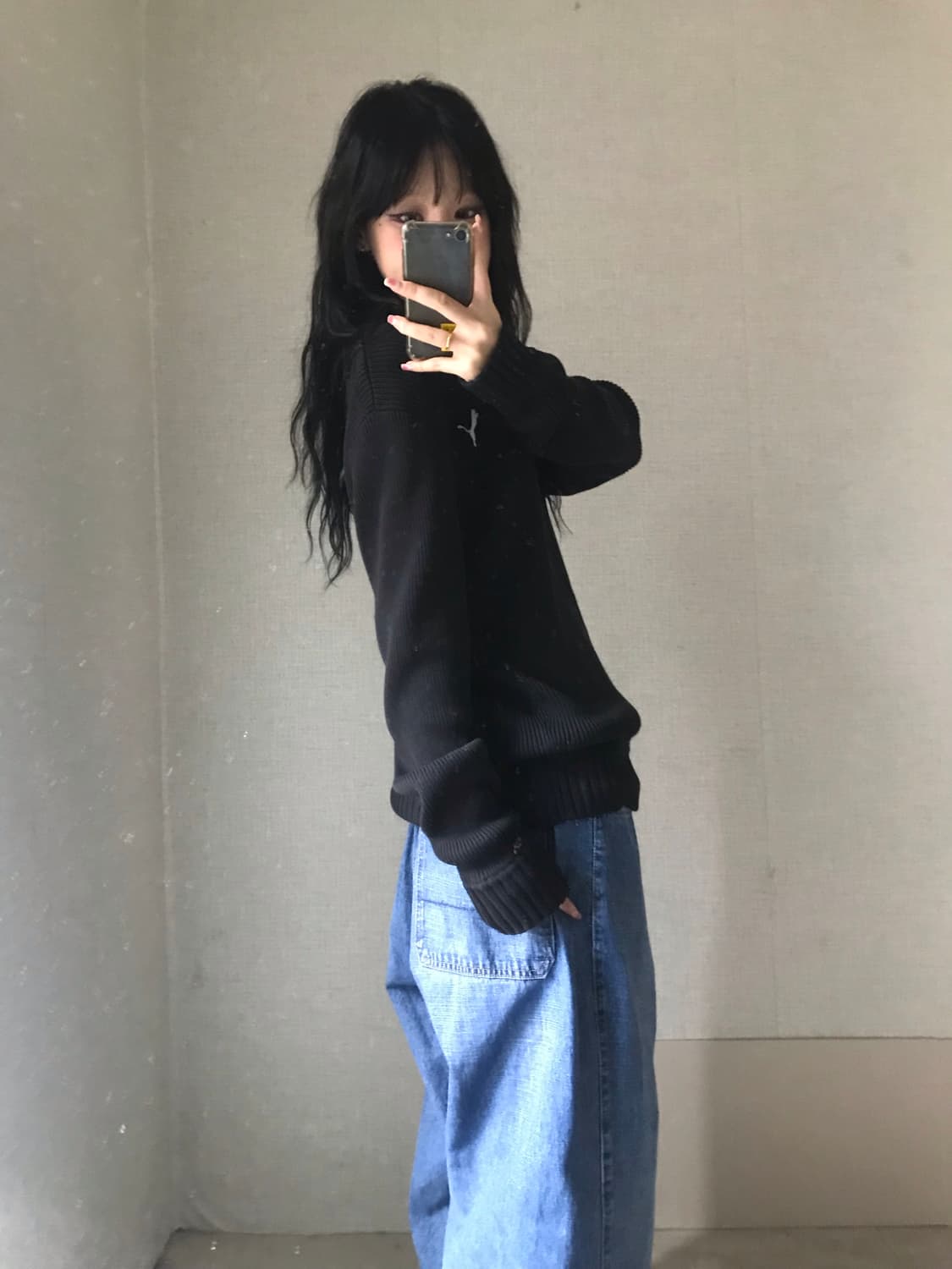 푸마 블랙 하이넥 니트집업 상품이미지3