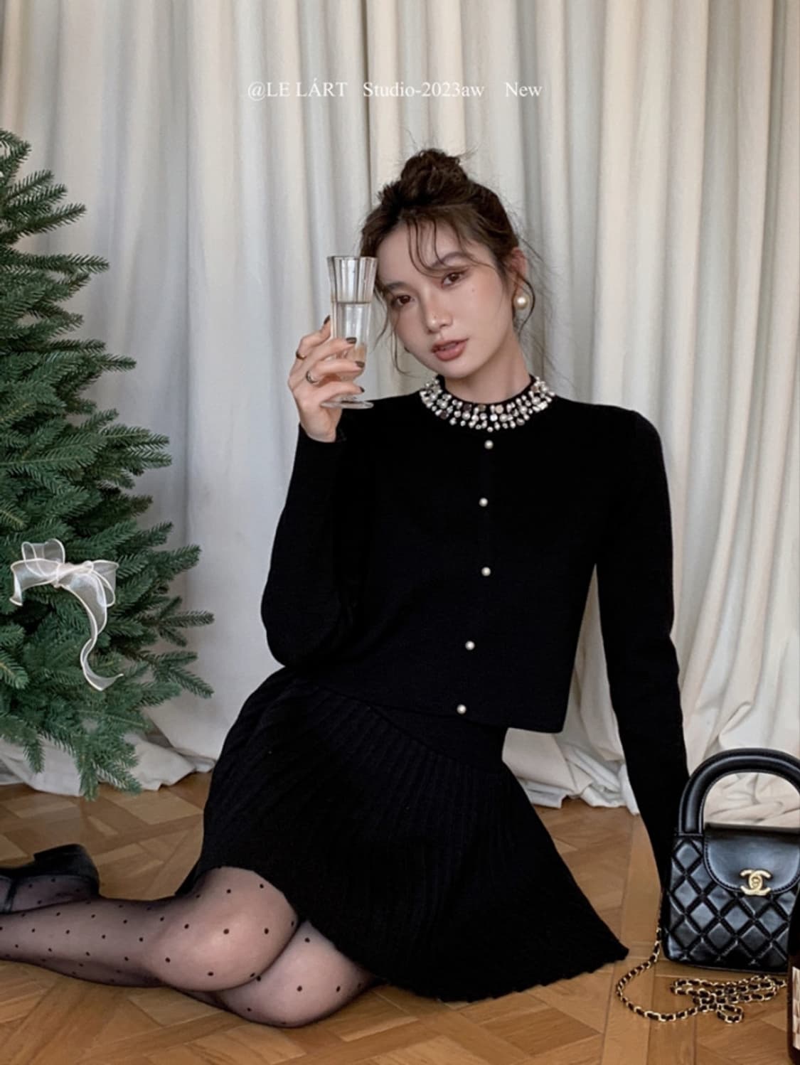 LELART 연말 진주 비즈 니트 [새상품] 상품이미지1