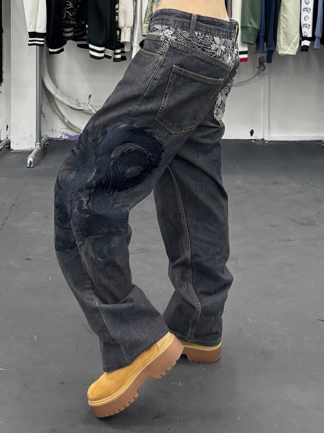 카라쿠리 타마시 오리엔탈 드래곤 데님팬츠 상품이미지1