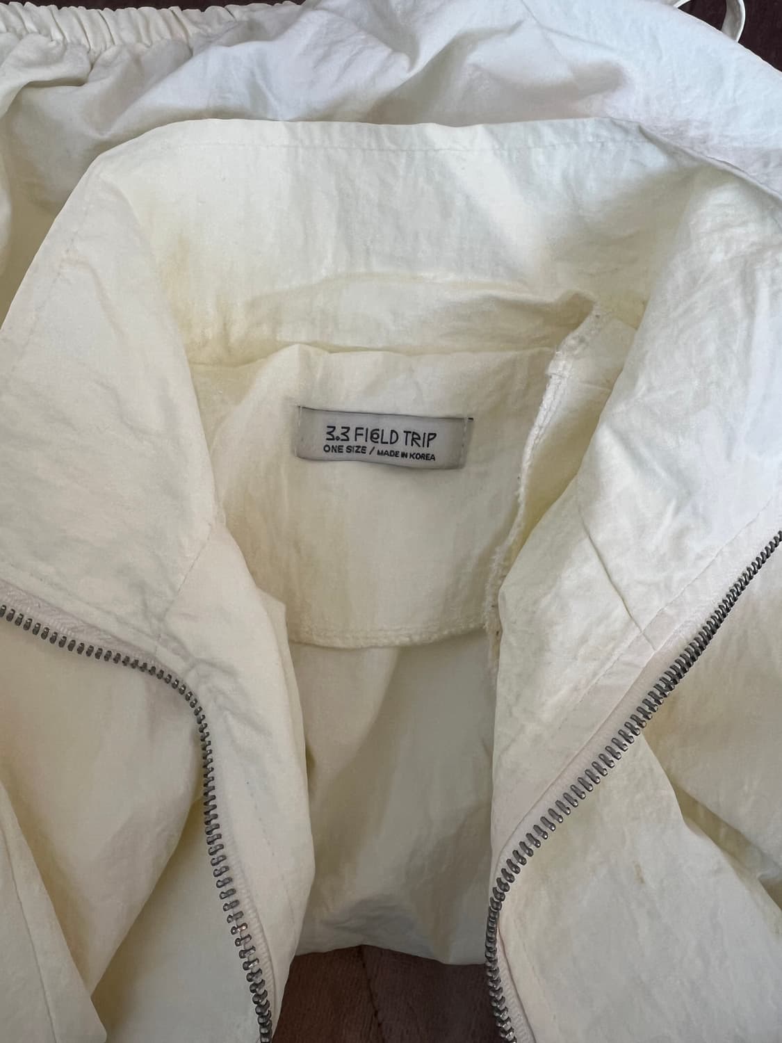 3.3필드트립 여성 크림아이보리 바람막이점퍼 셔링크롭자켓 상품이미지5