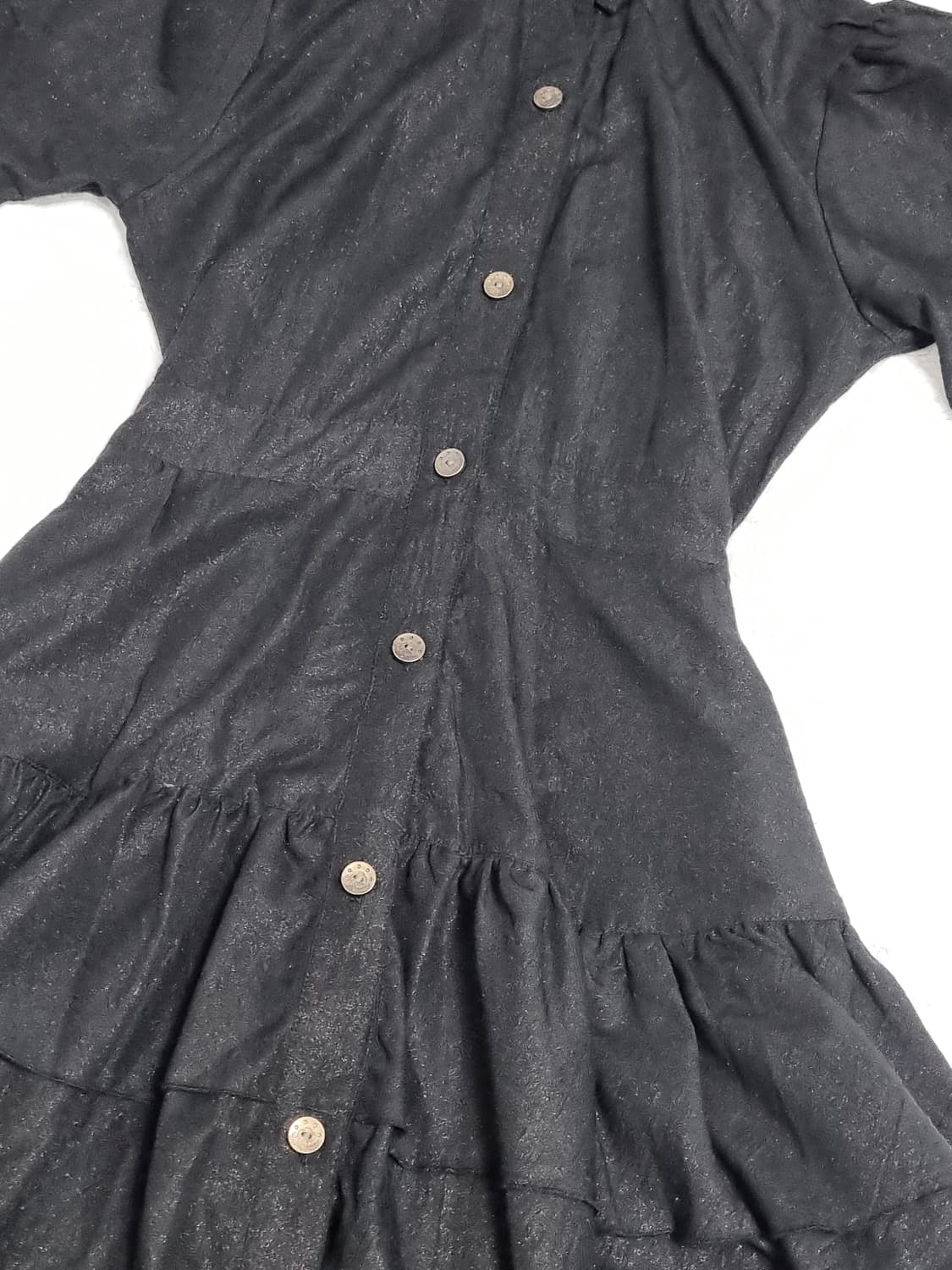 일본 빈티지 일브 블랙 셔링 프릴 원피스 로리타 상품이미지2