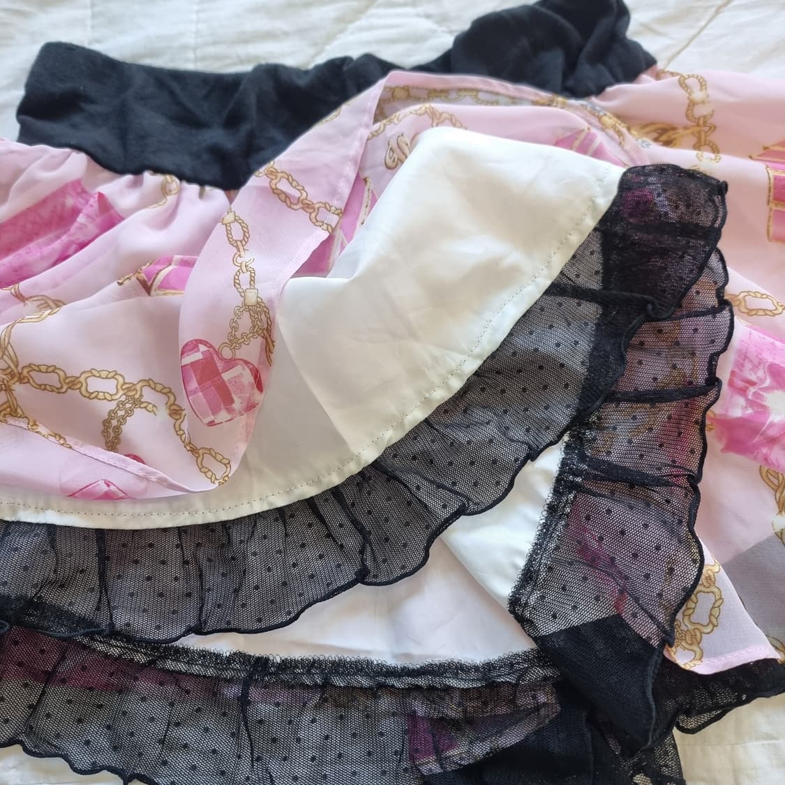 MARS 마즈 핑크 쥬얼리 박스 리본 튜닉 + 프릴 스커트 세트 상품이미지8