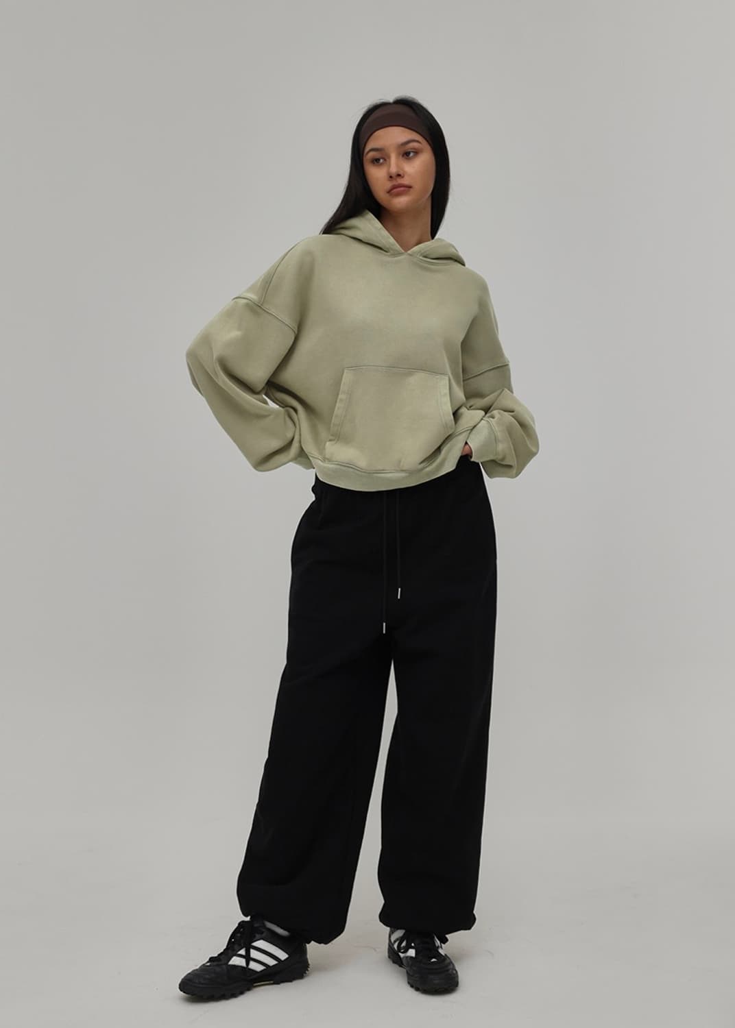 블랙업 B-BASIC 헤비스웨트 솔트워싱 후드 카키베이지 상품이미지2