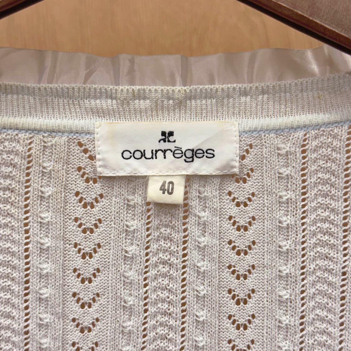 꾸레쥬 브이넥 레이스 오픈워크 니트 조직 긴팔 가디건 슬림핏 연소라 상품이미지6