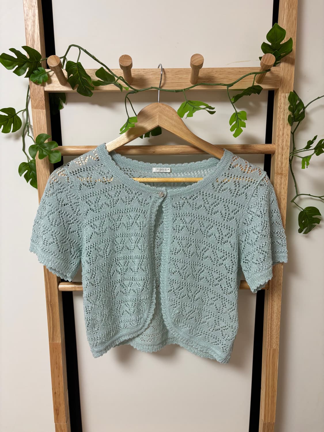 [COLZA] 민트 솔트 펄 크로셰 보석 볼레로 가디건 💎 상품이미지1