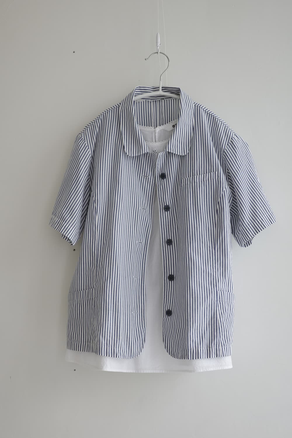 HANAE MORI 둥근 카라 스트라이프 반팔 셔츠 상품이미지4