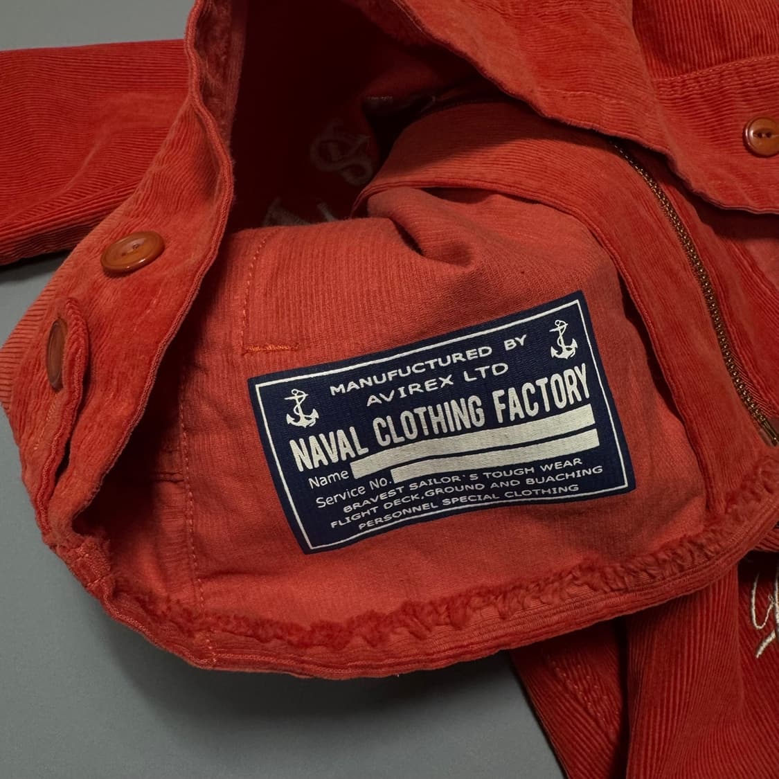 아비렉스 오렌지컬러 양면 자수로고 나발 플라이트 코듀로이 블루종 자켓 상품이미지4