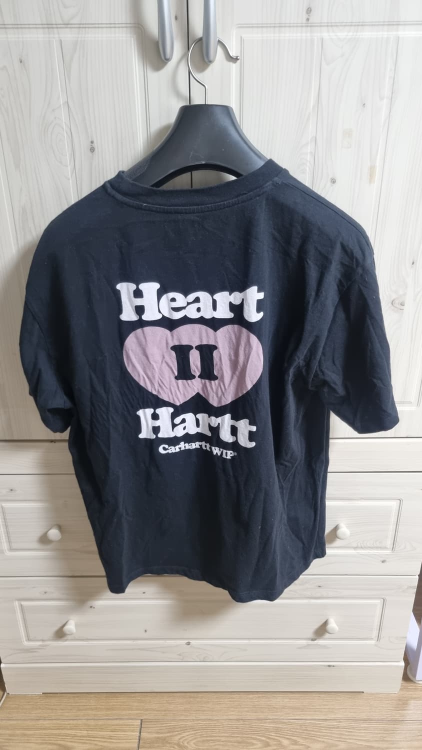 (W) 칼하트 WIP 하트 2 하트 티셔츠 블랙 상품이미지4