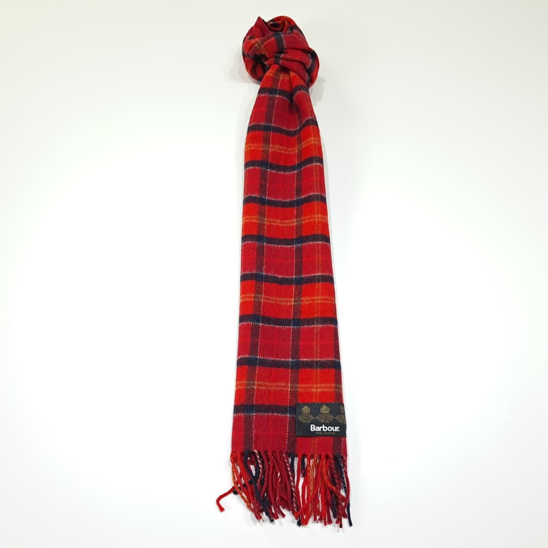MX542 바버 90s 스코틀랜드판 램스울 타탄 레드 머플러 목도리 상품이미지5