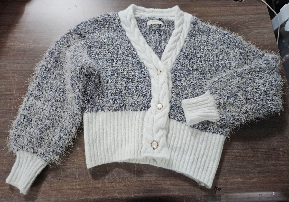 배색 니트 가디건 크롭 스타일  f  두툼 상품이미지2