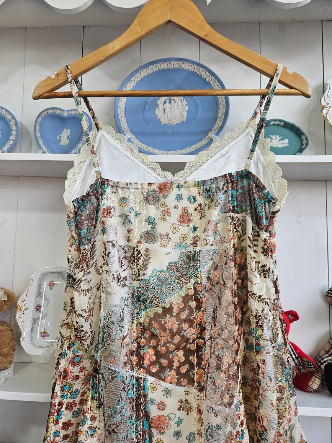 패치워크 플라워 쉬폰 슬립 원피스 상품이미지7