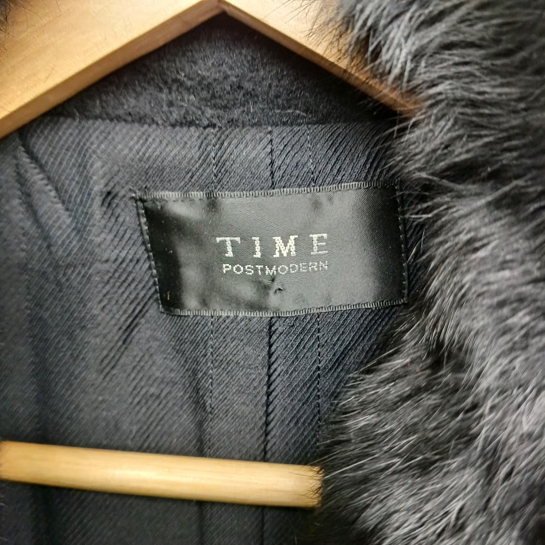 타임 포스트모던 블랙 퍼 카라 울 하프 코트 55 상품이미지4