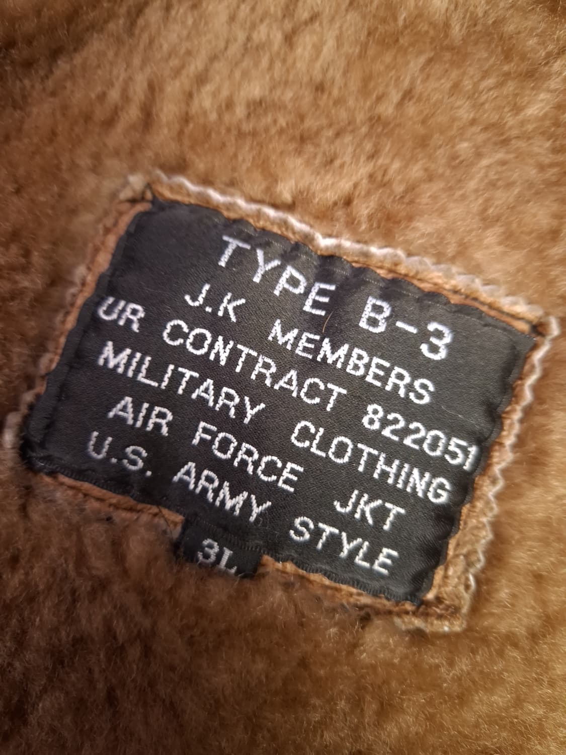 90's 국내산 미공군 B-3 TYPE 천연가죽 항공 폭격기 무스탕 상품이미지3