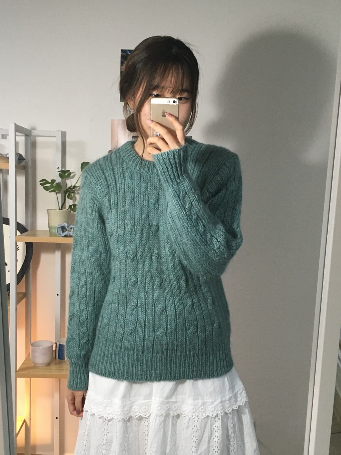 청록 꽈배기 니트 상품이미지1