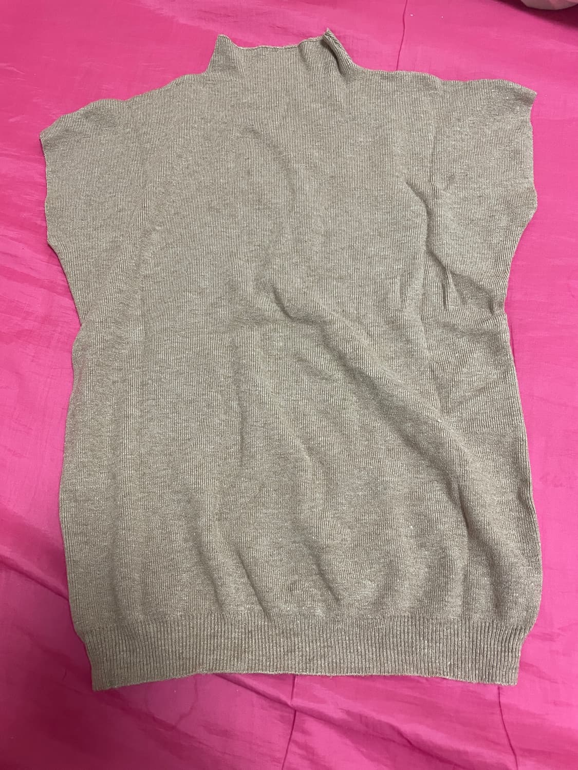 (새상품) 반팔 캡소매 반폴라 반목 니트 다크모카 상품이미지1