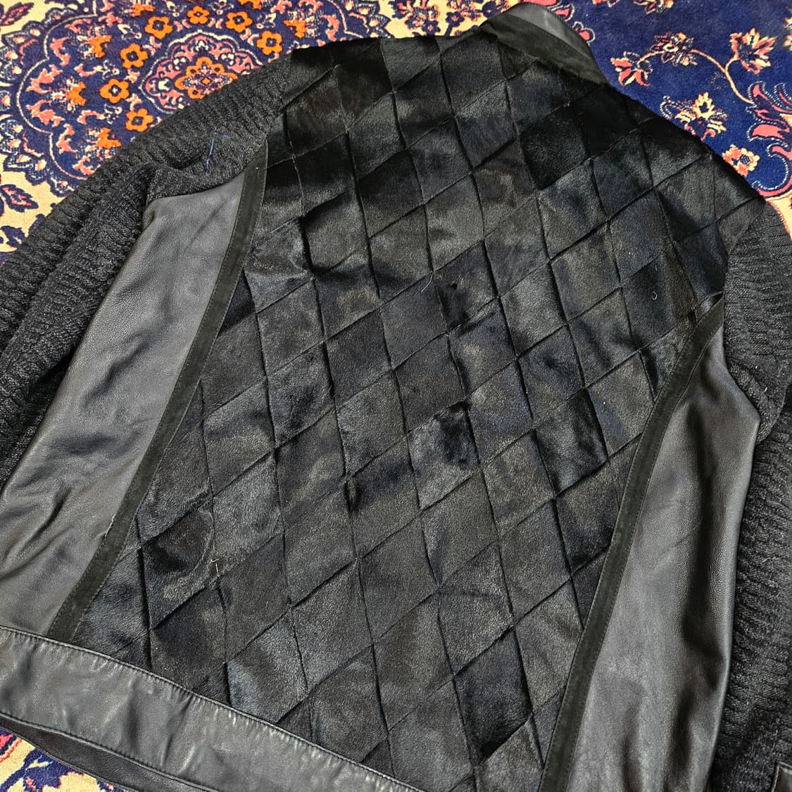 헨드메이드 램스킨 니트 레이어드 다이아몬드 스웨이드 양가죽자켓 상품이미지4