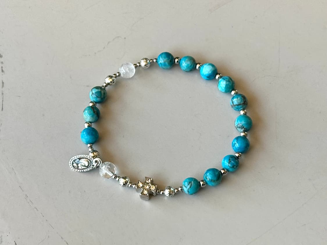 (맞춤) 천연석 터키석 백수정 묵주팔찌 원석팔찌 상품이미지4