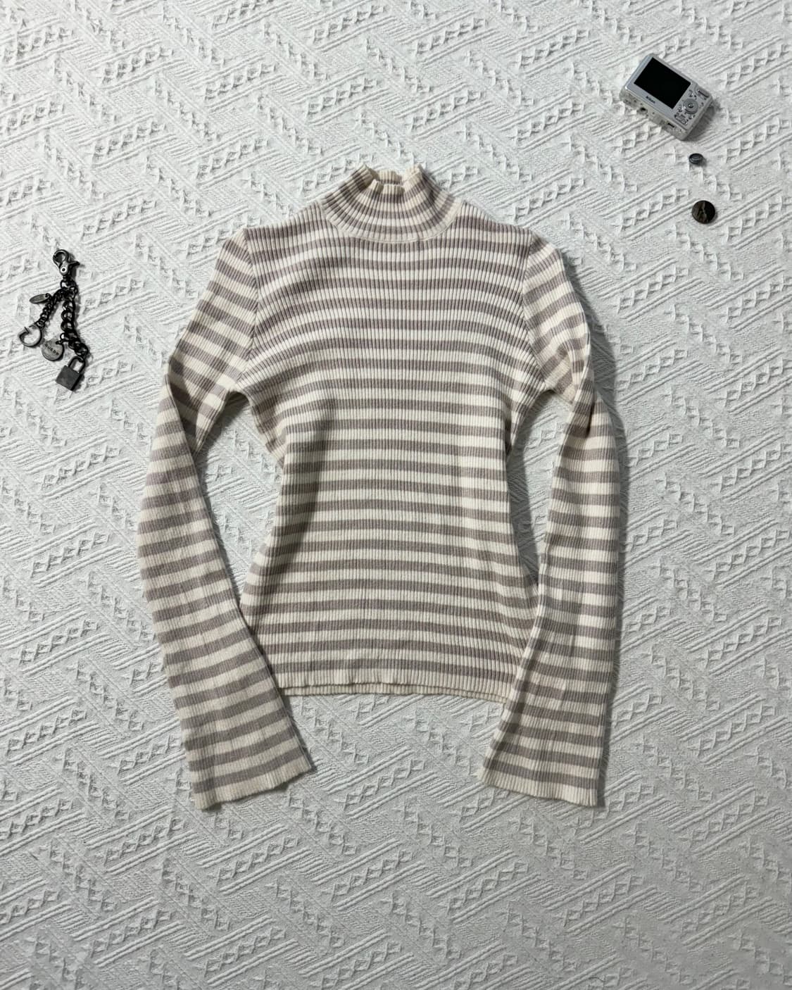 아일렛 울 스트라이프 패턴 니트 데님 원피스 2pcs SET 상품이미지8