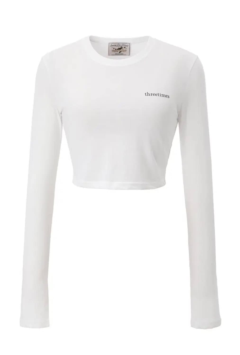 쓰리타임즈 에코 로고 크롭 긴팔티 상품이미지1