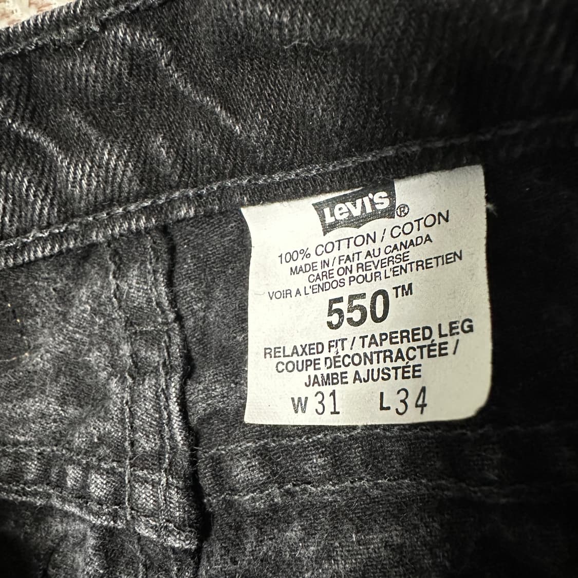 LEVI'S 550 00's canada made black jeans 상품이미지4